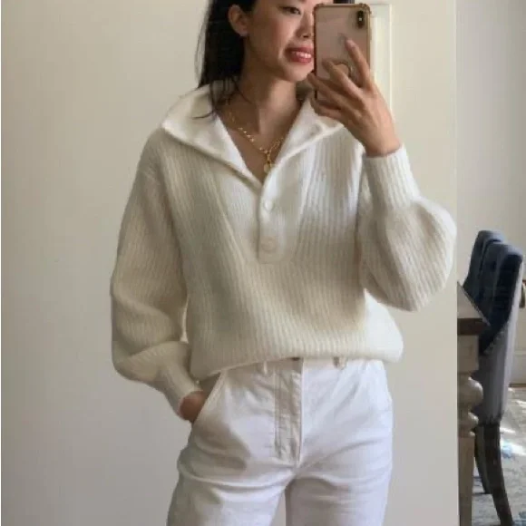 Sezane Micky Alpaca wool sweater Ivory size M - Picture 2 of 11